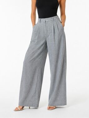 Maeve Gray Plaid Wide-Leg Trousers